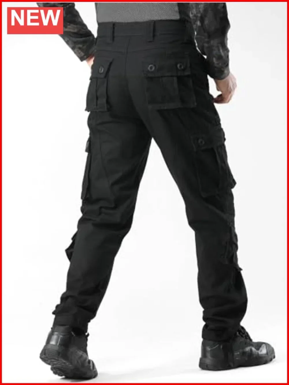 Men's Cotton Tactical Cargo Pants with 8 Pockets Relaxed Fit Straight Leg